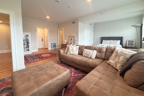 Living room at 215 E Chestnut 303 Commodore